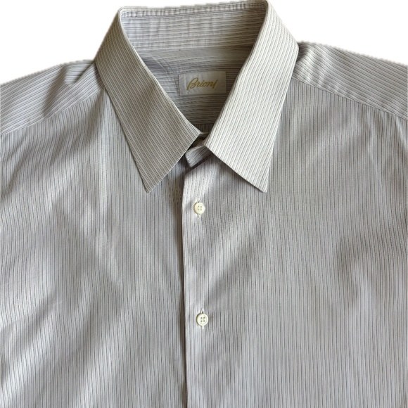 Brioni Striped Off-White Dress Shirt (Size 17 / Euro 43) - Picture 3 of 3
